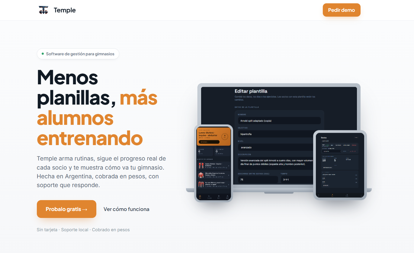 Temple - Plataforma de gestión para gimnasios